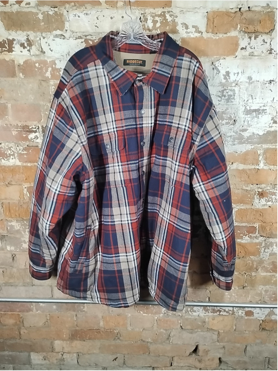 Ridgecut Other - RIDGECUT TOUGHWEAR Men's Flannel Fleece Lined Shacket Red Plaid 100% Cotton